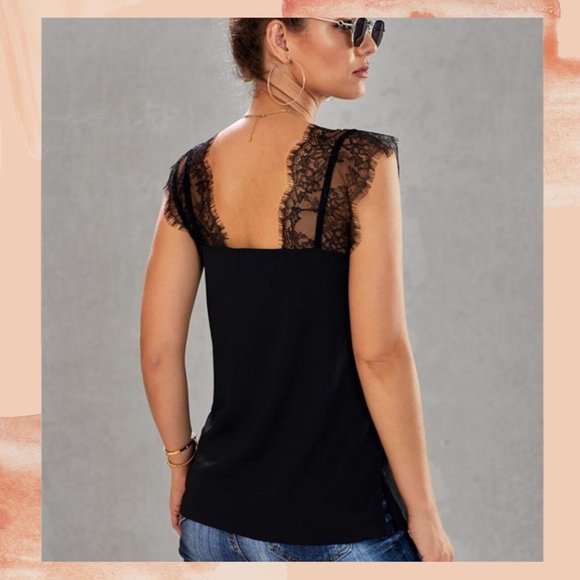 Taylor & Cambria Tops - NEW Black Eyelash Lace Cami